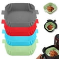 thumbnail image 1 of Deago Square Silicone Air Fryer Liners 7.7 inch for 3 to 6 QT Reusable Air Fryer Pot Air Fryer Inserts for Oven Microwave Accessories (Blue), 1 of 9