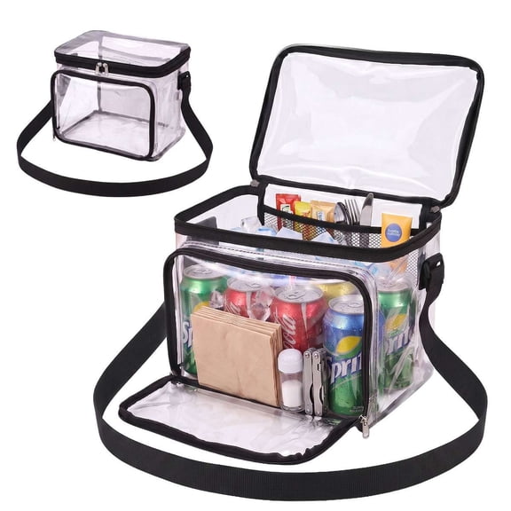 Deago Stadium Approved Clear Lunch Bag with Adjustable Strap, Front Storage Compartment, and Mesh Pockets - See Through Zippered Clear Tote Bags for Work, School, Concerts