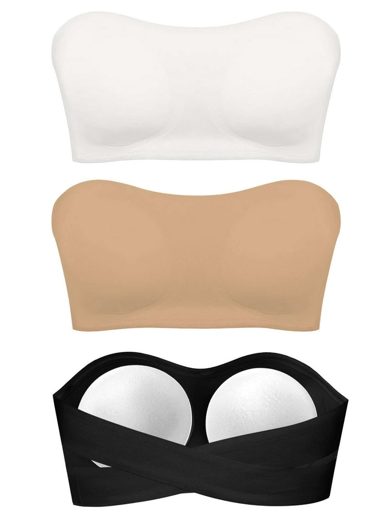 Deago Strapless Bra for Women Crossover Side Closure Non-Slip