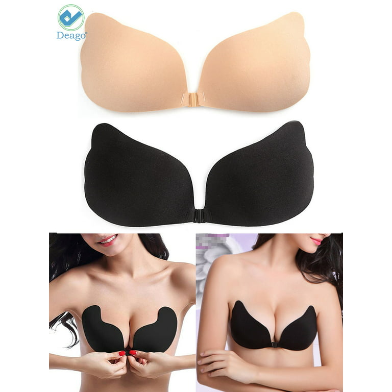 Womens Self Adhesive Bras Silicone Push Up Bra Front Closure Invisible  Backless Bra with Shoulder Straps : : Clothing, Shoes & Accessories