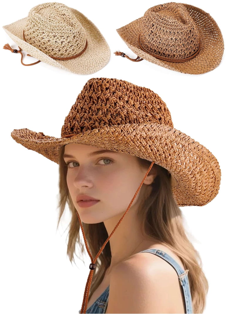 Deago Straw Cowboy Hat for Men Women Western Cowgirl Hat  display picture 3