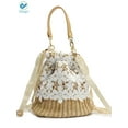 thumbnail image 1 of Deago Straw Handbags Women's Summer Beach Straw Bucket Tote Bag Straw Woven Handbag Lace Crossbody Shoulder Bag Purse (Flower Pattern), 1 of 9