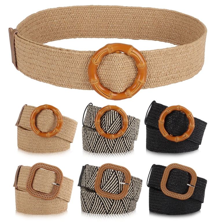 Deago Straw Woven Elastic Stretch Waist Belts for Women  display picture 1