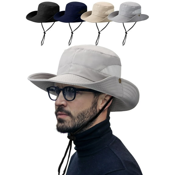 Deago Sun Hat for Men/Women Waterproof Wide Birm Bucket Hat UV Protection Hat for Fishing Hiking Garden Beach (Gray)