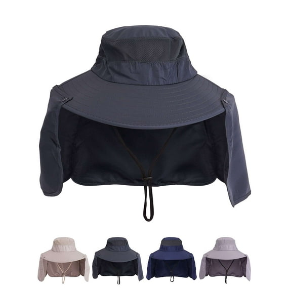 Deago Sun Hats for Men Women with Neck Flap Outdoor UV Protection Wide Brim Bucket Hat Safari Hiking Fishing Hats (Black)