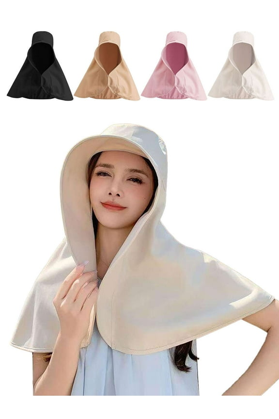 Sun Hats for Women Sun Protection Wide Brim Shawl with Neck Flap Hiking Visor Hat Outdoor Summer Beach (Beige)