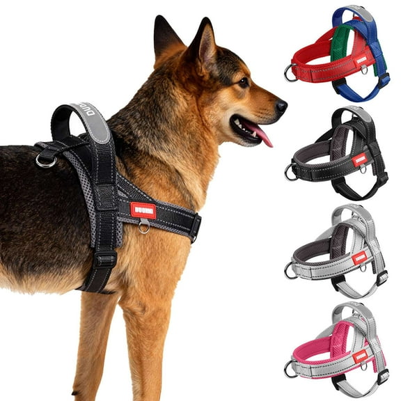 Deago No Pull Dog Harness Reflective Adjustable Pet Vest with Easy Control Handle for Small Medium Large Dogs Outdoor Walking (Gray, XL)