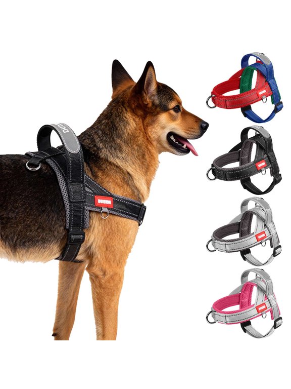 No Pull Dog Harness Reflective Adjustable Pet Vest with Easy Control Handle for Small Medium Large Dogs Outdoor Walking (Gray, XL)