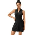thumbnail image 1 of Deago Tennis Dress for Women Athletic Dress Zip Up Polo Sleeveless Golf Workout Exercise Dresses (Black, M), 1 of 8
