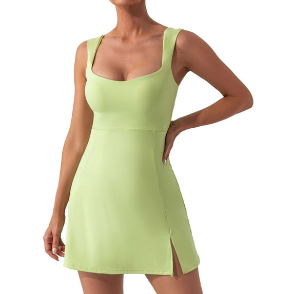 Deago Tennis Dress for Women Athletic Dress with Built-in Bra Womens Workout Golf Exercise Dresses (Green, L)