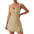 thumbnail image 1 of Deago Tennis Dress for Women Athletic Dress with Built-in Bra Womens Workout Golf Exercise Dresses (Khaki, L), 1 of 7