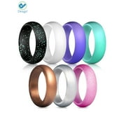 Deago Thin and Stackable Silicone Rings Wedding Bands For Women - 7 Pcs/Single Ring 5.5 mm Width