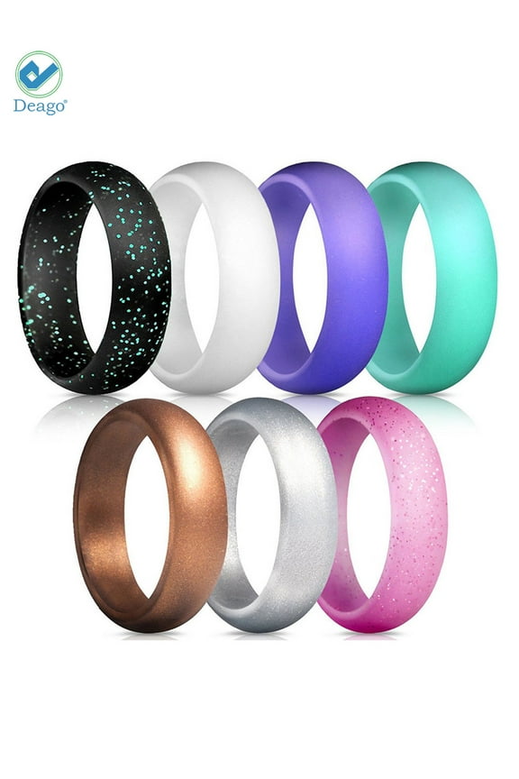Thin and Stackable Silicone Rings Wedding Bands For Women - 7 Pcs/Single Ring 5.5 mm Width