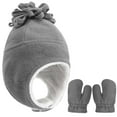 thumbnail image 1 of Deago Toddler Baby Winter Hat Mitten Set Kids Boys Girls Gloves Warm Earflap Fleece Sherpa Lined (Gray), 1 of 8