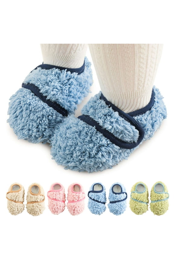 Toddler Boys Girls Indoor House Slippers Lightweight Kids Baby Non-Slip First Walking Home Socks Shoes (Khaki, S)