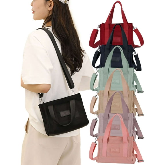 Deago Tote Bag for Women Nylon Crossbody Bag Casual Zipper Tote Fashion Shoulder Handbag Hobo bag with Pockets (Pink)