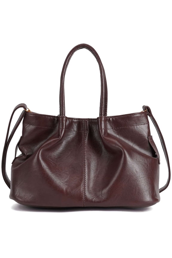 Tote Bag for Women PU Leather Shoulder Handbags Fashion Hobo Crossbody Bags Bucket Purse with Adjustable Shoulder Strap (Coffee)