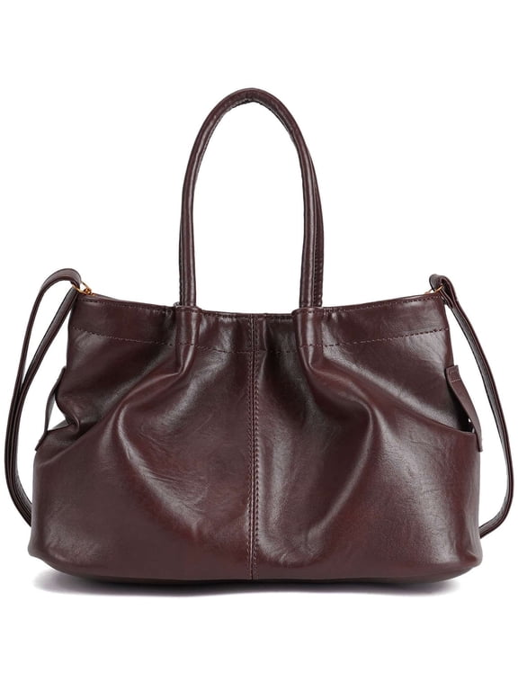 Tote Bag for Women PU Leather Shoulder Handbags Fashion Hobo Crossbody Bags Bucket Purse with Adjustable Shoulder Strap (Coffee)