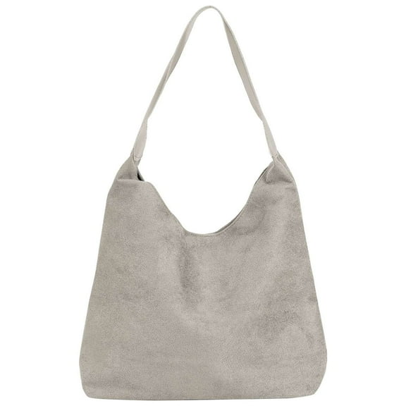 Deago Tote Bags for Women Suede Shoulder Bag Slouchy Bag Hobo Office Tote Handbag Purses (Beige)