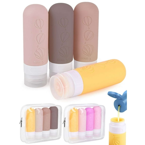 Deago Travel Bottles for Toiletries, 5 Pack 3oz TSA Approved Travel Size Containers Set Portable Refillable Leak Proof Squeezable Silicone Bottles Travel Accessories