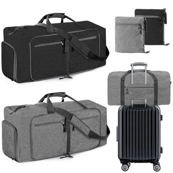 Deago Travel Duffle Bag for Men Women 85L Foldable Duffel Bag with Shoes Compartment Overnight Bags Waterproof & Tear Resistant (Black)