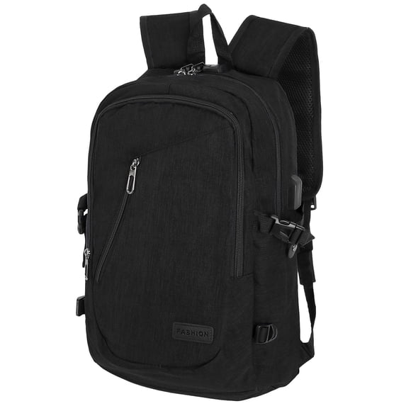 Deago Travel Laptop Backpack for Men Women Business Anti Theft Backpack with USB Charging Port Water Resistant College Computer Bag, Black