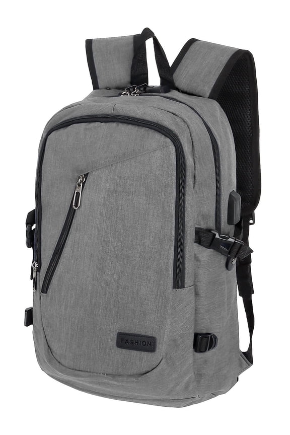 Travel Laptop Backpack for Men Women Business Anti Theft Backpack with USB Charging Port Water Resistant College Computer Bag, Gray