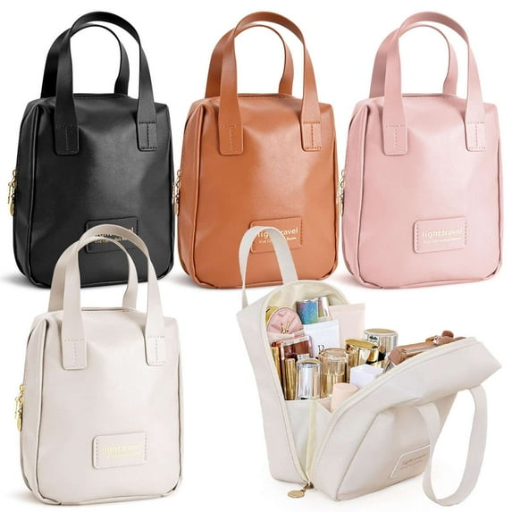 Deago Travel Makeup Bag Large Capacity Cosmetic Bags for Women Waterproof Portable Pouch Open Flat Toiletry Bag Make up Organizer with Divider and Handle