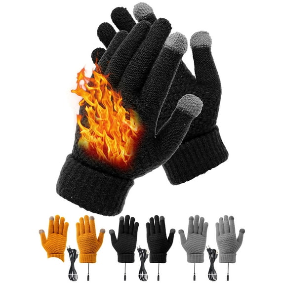 Deago USB Heated Gloves Winter Warm Touchscreen Gloves Hand Warmers Gloves for Men Women Washable Knitting Typing Gloves (Black)