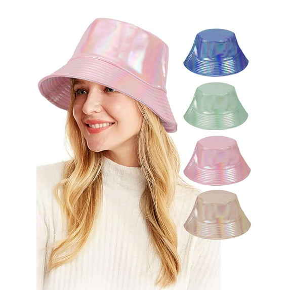 Deago Unisex Fashion Bucket Hat Beach Sun Hat PU Leather Rain Hat Waterproof Fishmen Cap for Men Women (Yellow)