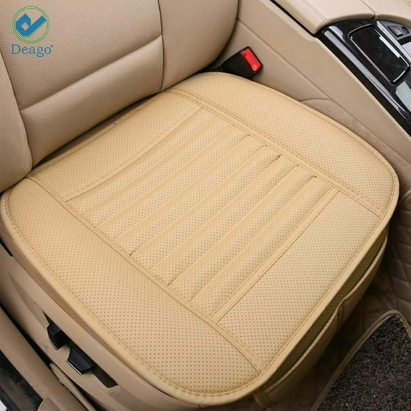 Deago Universal Car Interior Seat Cover Cushion Breathable PU Leather Chair Pad Mat For Auto Supplies (Beige)