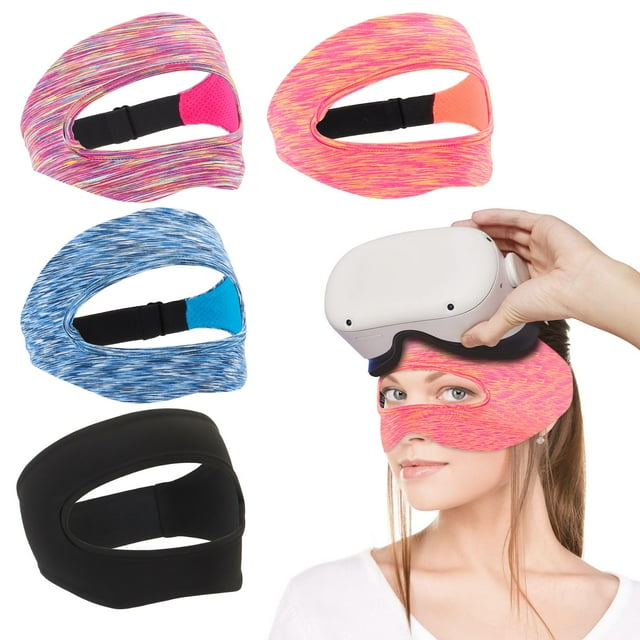 Deago VR Eye Mask Cover Adjustable Breathable Sweat Band for Oculus Quest 2, HTC Vive, PS, Gear, VR Workouts (Blue)