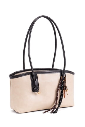Vintage Shoulder Bags for Women Y2k Fall Purse Top Handle Hobo Handbag PU Leather Tote Bag with Cute Pendant (White)