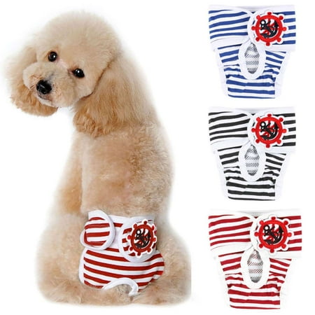 Deago Washable Dog Diapers Female for Small Medium Dogs, Premium Reusable Leakproof Puppy Diapers Nappies (Red, S)