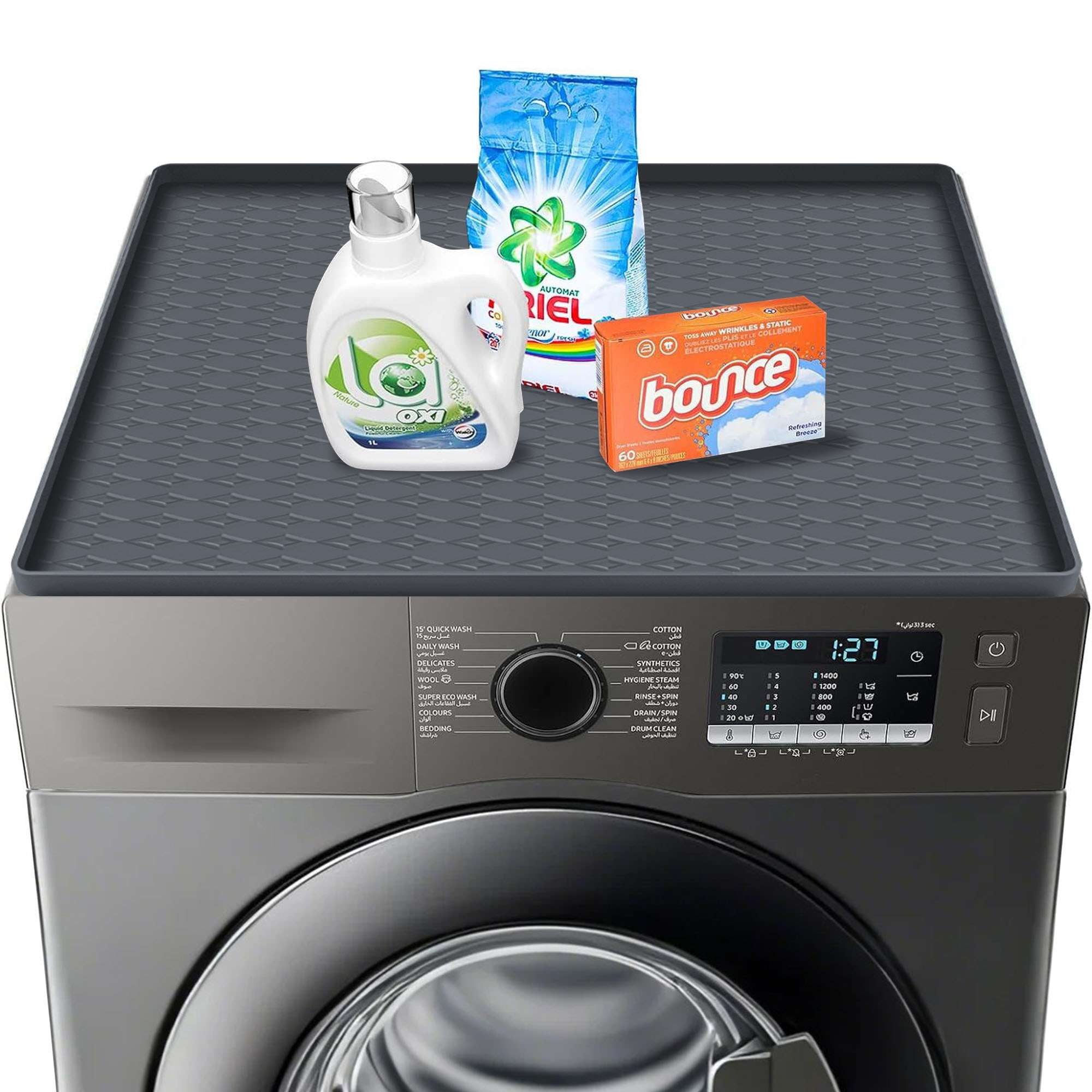 Deago Washer and Dryer Covers for the Top, 25.6''x 23.6'' Silicone Dryer Top Protector Mat Non-slip Waterproof Washing Machine Cover Protector Top Load for Laundry & Kitchen