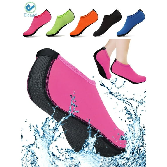 Deago Water Sports Skin Socks Beach Swim Barefoot Shoes Quick-Dry Aqua Yoga Socks Slip on For Women Men Kids "Pink, M"
