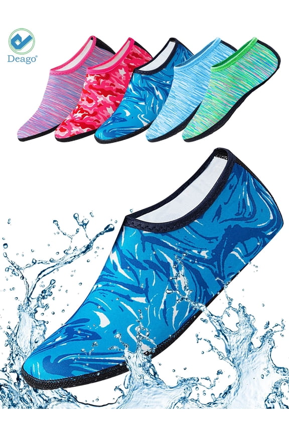 Water Sports Socks Beach Barefoot Quick-Dry Aqua Yoga Shoes Slip-on for Men Women Kids (Camouflage Blue,XL)