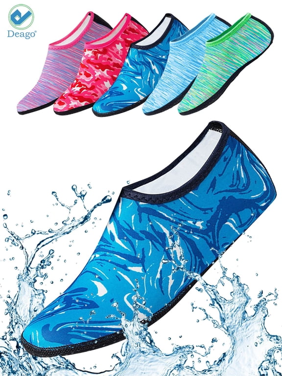 Water Sports Socks Beach Barefoot Quick-Dry Aqua Yoga Shoes Slip-on for Men Women Kids (Camouflage Blue,XL)