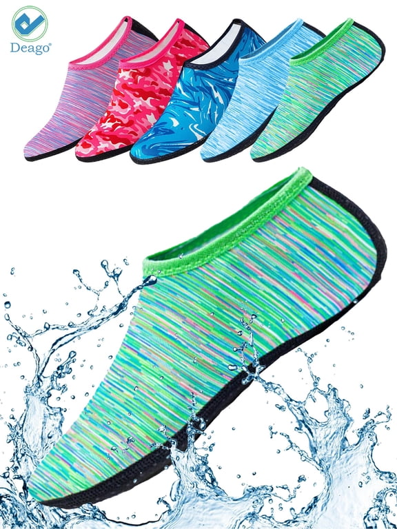 Water Sports Socks Beach Barefoot Quick-Dry Aqua Yoga Shoes Slip-on for Men Women Kids (Green,2XL)