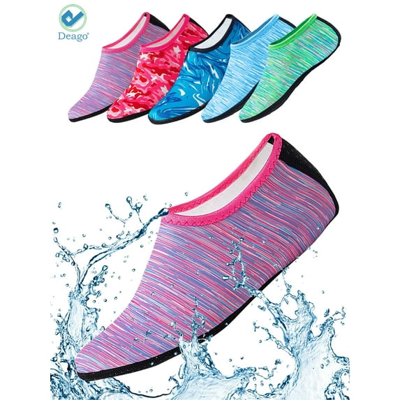 Deago Water Sports Socks Beach Barefoot Quick-Dry Aqua Yoga Shoes Slip-on for Men Women Kids (Purple,XL)