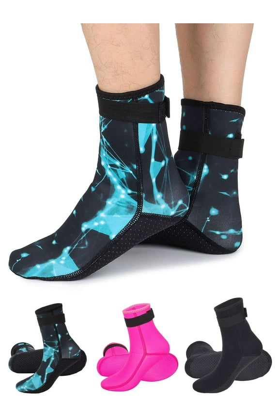 Waterproof Diving Wetsuit Socks 3mm Neoprene Beach Water Socks Anti Slip for Snorkel Swim Surfing Men Women (Black, S)