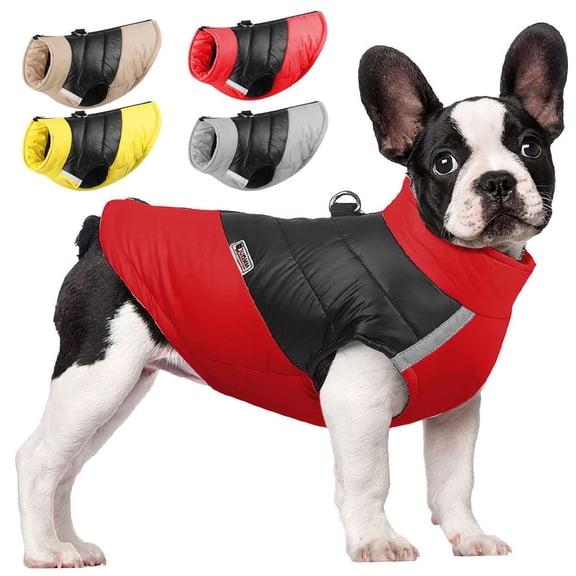 Deago Waterproof Dog Winter Jacket Vest Coat Warm Reflective Windproof Cold Weather Pet Clothes for Small Medium Large Dogs (Red, M)