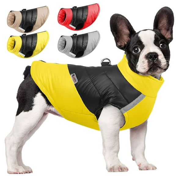 Deago Waterproof Dog Winter Jacket Vest Coat Warm Reflective Windproof Cold Weather Pet Clothes for Small Medium Large Dogs (Yellow, M)
