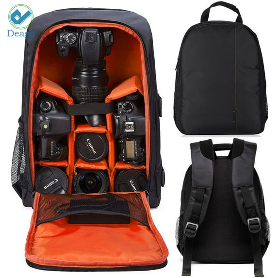 Deago Waterproof Professional DSLR Camera Backpack For Canon Nikon Sony Olympus and Lenses Accessories (Orange)