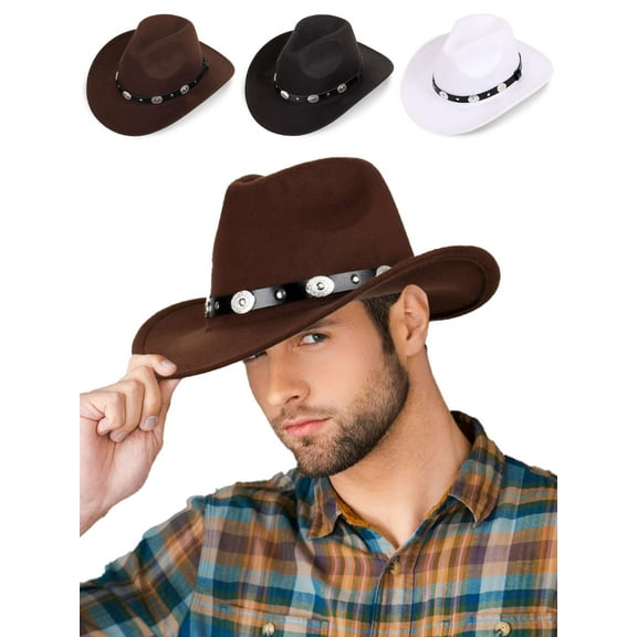 Deago Western Cowboy Hat for Men Women Classic Roll Up Fedora Hat Cowgirl Cap with Buckle Belt (Black)