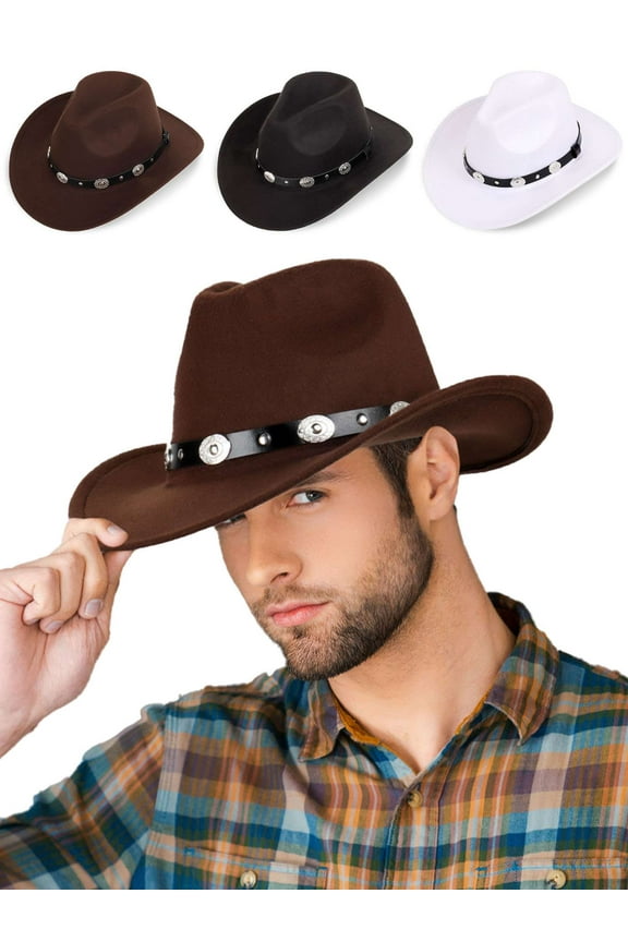 Western Cowboy Hat for Men Women Classic Roll Up Fedora Hat Cowgirl Cap with Buckle Belt (Black)