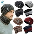 thumbnail image 1 of Deago Winter Beanie Hat Scarf Set Warm Knit Hat Thick Fleece Lined Skull Cap Neck Warmer Scarves for Men (Khaki), 1 of 10