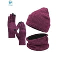 thumbnail image 1 of Deago Winter Beanie Hat Scarf Touchscreen Gloves Set for Men and Women, Beanie Gloves Neck Warmer Set with Warm Knit Fleece Lined (Rose Red), 1 of 8