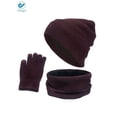 thumbnail image 1 of Deago Winter Beanie Hat Scarf Touchscreen Gloves Set for Men and Women, Beanie Gloves Neck Warmer Set with Warm Knit Fleece Lined (Wine Red), 1 of 8