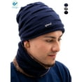 thumbnail image 1 of Deago Winter Beanie Hats Scarf Set Warm Knit Hats Skull Cap Neck Warmer with Thick Fleece Lined Winter Hat & Scarf for Men Women (Navy), 1 of 9